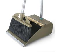 Set di scopa e paletta con setole rigide con manico lungo da 122 cm, con paletta resistente per la polvere, per interni ed esterni, facile da spazzare per cucina, ingresso, garage, casa