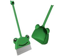 Set di scopa e paletta per bambini 2 pezzi/set PP simpatico cartone animato modello rana scopa per bambini inodore da appendere manico liscio spazzola in PET lavabile per per la casa asilo