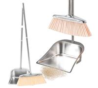 Set di scopa e - Strumento di pulizia verticale in acciaio, manico lungo, compatto | Scopa con per cucina, bagno, camera da, studio, appartamento, ristorante, ufficio