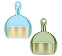 Set di scopa piccola e paletta, set di 4 scopa portatile e paletta, paletta compatta con spazzola per la pulizia, per casa, tavolo, piano di lavoro, divano, tastiera, blu verde