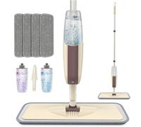Set di scope a spruzzo e scope magiche piatte per la pulizia pavimenti domestica, con panni in microfibra riutilizzabili e testa rotante Mocio spray con 3 cuscinetti,Spray Mop 4 panni + 2 flaconiAllum