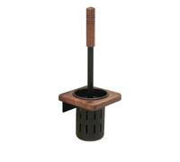 Set di scopini for WC in plastica e legno alluminio | Scenario di utilizzo: bagno, portaspazzole a parete con base di drenaggio