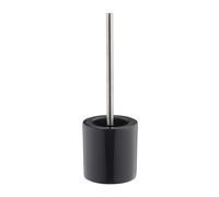 Relaxdays Set di Scopino e Portascopino in Ceramica, per Bagno e WC, Testa Sostituibile, H x D 38,5 x 12,5 cm, Grigio