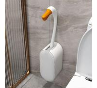 Set di scopino per WC a forma di cigno, base di apertura e chiusura automatica a parete, testa in TPR senza pulizia ad angolo morto, spazzola in silicone per WC, elegante strumento di pulizia della