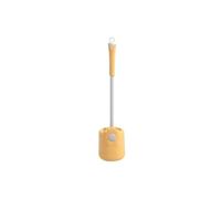 Set di scopino per WC con motivo floreale, montaggio a parete e pavimento, manico lungo, testa rotonda bianca, in plastica resistente, accessorio essenziale per la pulizia del WC