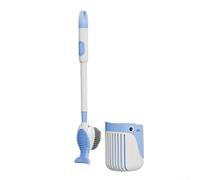 Set di scopino per WC in silicone con testa rotonda e vassoio antigoccia, per pulizia igienica e conservazione salvaspazio (blu)