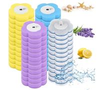 Set di scopino per WC usa e getta con manico da 40 cm, 18 testine di ricambio e porta scopino, cuscinetti con detergente integrato per bagno e camper (4 colori, 48 testine di ricambio)