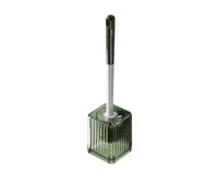 Set di scopino per WC verde trasparente, supporto montabile a parete e pavimento con spazzola rotonda, accessorio da bagno in plastica resistente per servizi igienici moderni e facile da pulire