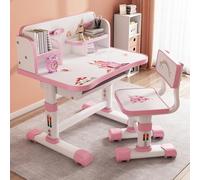 Set di scrivania e sedia per bambini, regolabile in altezza, per studio, scuola, studenti, scrivania con cassetto e leggio, sedia ergonomica per imparare a studiare per studenti per ragazze e ragazzi