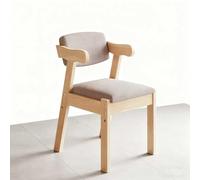 Set di scrivania moderna della metà del secolo con 2 cassetti portaoggetti e poltrona in legno, sedie imbottite in cotone e lino, per casa, ufficio, studio e scrittura (colore legno naturale, sedia)