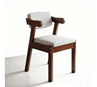 Set di scrivania moderna della metà del secolo con 2 cassetti portaoggetti e poltrona in legno, sedie imbottite in cotone e lino, con schienale medio, per casa, ufficio, studio, scrittura (colore noce