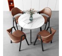 Set di scrivanie e sedie rotonde, 1 combinazione di 4 sedie, tavolo e sedia di negoziazione per la reception dell'ufficio, tavolo per il tempo libero della caffetteria in stile moderno Sedia