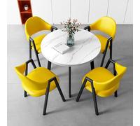 Set di scrivanie e sedie rotonde, 1 combinazione di 4 sedie, tavolo e sedia per la negoziazione della reception dell'ufficio, tavolo per il tempo libero della caffetteria in stile moderno Se