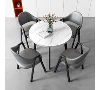 Set di scrivanie e sedie rotonde, 1 combinazione di 4 sedie, tavolo e sedia per la negoziazione della reception dell'ufficio, tavolo per il tempo libero della caffetteria in stile moderno Se