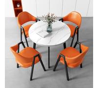 Set di scrivanie e sedie rotonde, 1 combinazione di tavoli e 4 sedie, tavolo e sedia per la negoziazione della reception dell'ufficio, tavolo per il tempo libero della caffetteria in stile m