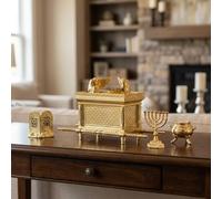 Set di sculture religiose in metallo a forma di arca dell'alleanza, placcata oro, decorazione per la casa di Israele, statuetta in miniatura della Giudaica senza base per la decorazione della tavola