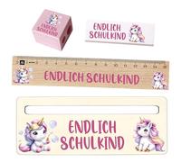 Set di scuola per bambini - regalo per l'inizio della scuola per ragazzi e ragazze - righello, gomma, aiuto per la lettura - 3 misure (mini, standard, premium) - Dino, unicorno, calcio (unicorno 2
