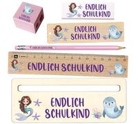 Set di scuola per bambini - regalo per l'inizio della scuola per ragazzi e ragazze - righello, gomma, aiuto per la lettura - 3 misure (mini, standard, Premium) - Dino, unicorno, calcio (sirena, set