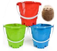Set di secchi da spiaggia Jumbo modello Castle da 17,8 cm, secchio per sabbia, secchio per acqua, piscina, giardinaggio, bagno, giocattolo ecologico, in plastica ABS, confezione regalo completa per