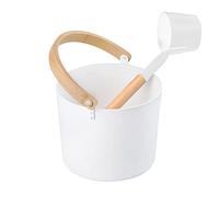 Set di secchi per sauna in alluminio da 7 l, secchio per sauna in alluminio, kit essenziale per sauna finlandese | Secchio d'acqua per sauna finlandese da 7 l con set di cucchiai a manico lungo