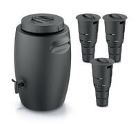 Set di secchio per compost, contenitore per la produzione di fertilizzanti con rubinetto, 55 l, nero, antracite e 3 composter, giardino sotterraneo, 11 l, plastica, altezza 53 cm, secchio modulare per