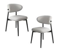 Set di sedie da pranzo imbottite moderne di metà secolo, comode, facili da pulire, robuste mobili da cucina e soggiorno, colore nero e cachi chiaro, confezione da 2 per un'elegante decorazione della