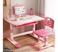 Set di sedie da scrivania per bambini, altezza regolabile, tavolo da studio scolastico per bambini, scrivania per bambini con sedia regalo, scrivania per bambini con grande lavagna, libreria e
