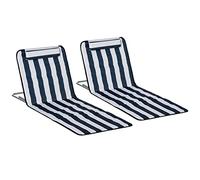 Set di sedie da spiaggia pieghevoli da giardino, leggere con schienale regolabile, struttura in metallo, tessuto PE, cuscino per la testa, borsa per il trasporto
