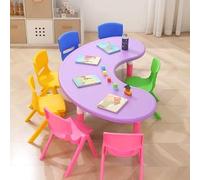 Set di sedie da tavolo for bambini a forma di luna regolabili in altezza, scrivania da studio combinata creativa for la scuola materna(C)