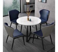 Set di sedie da ufficio con tavolo da pranzo, 80 cm, blu e grigio, mobili rotondi per negoziazione lounge club