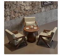 Set Di Sedie E Tavolo Da Caffè In Legno Massello, Comodi Mobili Imbottiti For Sala Da Pranzo For Soggiorno D'affari, Ideale For Negozio Di Tè Bar Pensione Negozio Di Dessert Area Tempo Libero(D)