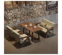 Set Di Sedie E Tavolo Da Caffè In Legno Massello, Comodi Mobili Imbottiti For Sala Da Pranzo For Soggiorno D'affari, Ideale For Negozio Di Tè Bar Pensione Negozio Di Dessert Area Tempo Libero(E)