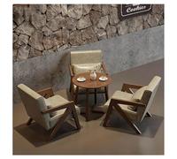 Set Di Sedie E Tavolo Da Caffè In Legno Massello, Comodi Mobili Imbottiti For Sala Da Pranzo For Soggiorno D'affari, Ideale For Negozio Di Tè Bar Pensione Negozio Di Dessert Area Tempo Libero(C)