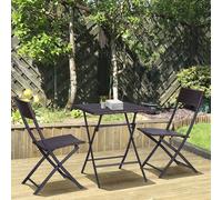 Set di seduta da 3 pezzi, set di mobili da balcone, 2 sedie pieghevoli e 1 tavolo, tavolo e sedie da giardino, set di seduta da 2 persone, sedia pieghevole con struttura interamente in metallo, in rat