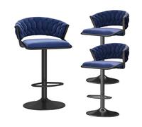 Set di seggio da Tavolo in Velluto per Bar, Sedia a Rotazione con Schiena e Base in Tessuto Nero, Altezza del Tavolo da Cucina, comodità per caffetteria, Ristorante o Ufficio (2 Pezzi)