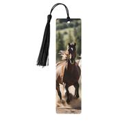 Set di segnalibri da donna, con tre cavalli che corrono, 5 pezzi, in legno, accessori per la lettura