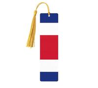 Set di segnalibri in legno con bandiera della Costa Rica con nappe, 5 pezzi unici per lo studio, regali per lettori