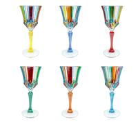 Set Di Sei 6 Murano Vino Occhiali Multi Colore Dipinto a Mano Venezia Italia