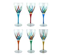 Set Di Sei 6 Murano Vino Vetro Dipinto a Mano Multi Blu Red Verde Venezia Italia