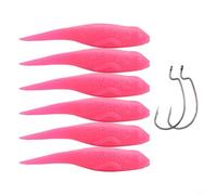 Set di sei esche morbide per pesca a coda lunga, esche galleggianti e galleggianti, adatte per varie specie di pesci e condizioni idriche (rosa)