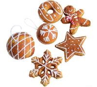 Set di sei ornamenti per albero di Natale con design a biscotto, realizzati in schiuma leggera per un facile utilizzo e una lunga durata