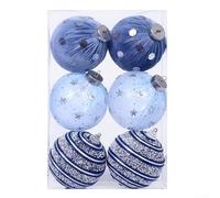 Set di sei palline di Natale in schiuma con involucro di stoffa, per decorare le vacanze su alberi e spazi interni, tra cui uffici e luoghi per eventi, con passanti per appendere (blu)