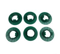 Set di sei paraspruzzi verdi in plastica resistente alle intemperie con bordo seghettato per un posizionamento sicuro del suolo per proteggere le teste di irrigazione da tosaerba e traffico pedonale