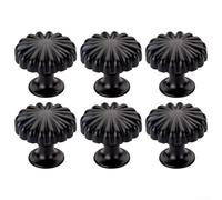 Set di sei pomelli a forma di zucca in lega di zinco, maniglie a foro singolo, con viti, per la sostituzione delle porte di mobili e l'aggiornamento della casa (nero)