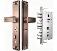 Set di Serratura con Maniglia per Porta D'Ingresso in Bronzo Antico, Ferramenta Antifurto Resistente per Porte D'Ingresso di Casa(C+in/Outside Open)