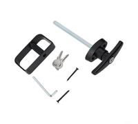 Set di serrature con maniglia a T per porta di capannone, fienile o edificio esterno, struttura in lega di zinco verniciata a polvere nera e ferro con stelo da 14 cm, include maniglia a D interna,