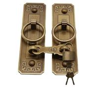 Set di serrature for porte antiche cinesi, chiavistello tradizionale in ottone con anello trazione, kit completo ferramenta for in legno retrò