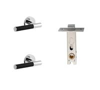 Set di serrature for porte in ottone nero con texture litchi, in stile moderno, for interni, camera da letto, bagno, maniglia fittizia(Passage lock)