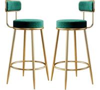 Set di sgabelli da 2 Bar, sgabelli da Bar in Velluto con la Schiena, sgabelli da Pub con Gambe di Metallo e poggiapiedi, sedie da Pranzo per l'isola della Cucina (300 libbre) (Verde)