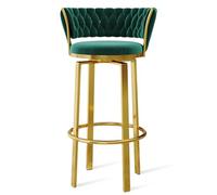 Set di sgabelli da bar da 1/2/3/4, altezza del bancone girevole a 360° con schienale in velluto intrecciato, isola da cucina con gambe e base in metallo dorato, sedia per pub, sala da pranzo, ver